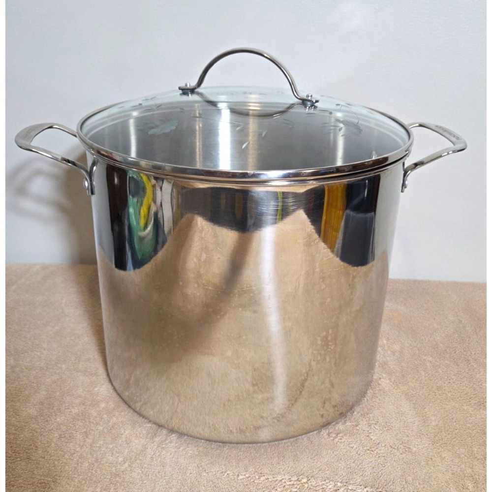 Princess House 20 qt Stainless Steel Stockpot w/ Glass Lid, Induction Ready